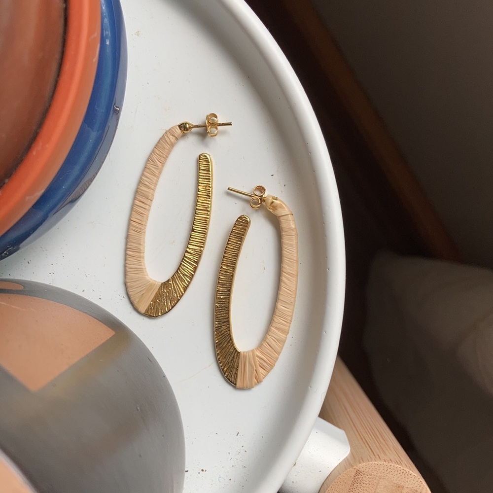 ZIA Gold and straw open hoops